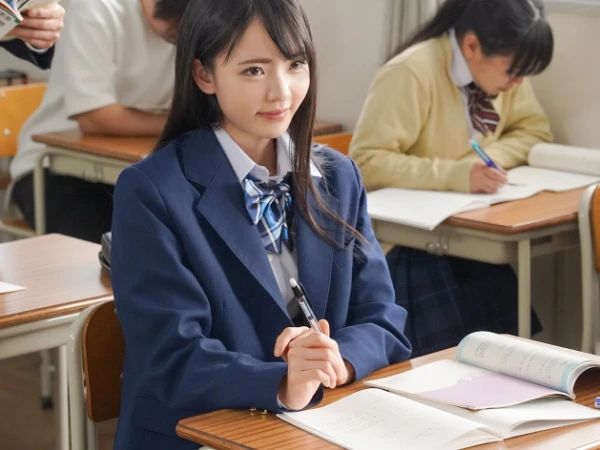 学園一の美少女が担任教師に恋心を抱き、教室で大胆なコスプレSEX！発情した彼女は教師のチンポにむしゃぶりつき、制服姿で淫らに乱れまくる！禁断の恋が教室内で激しく燃え上がる！
